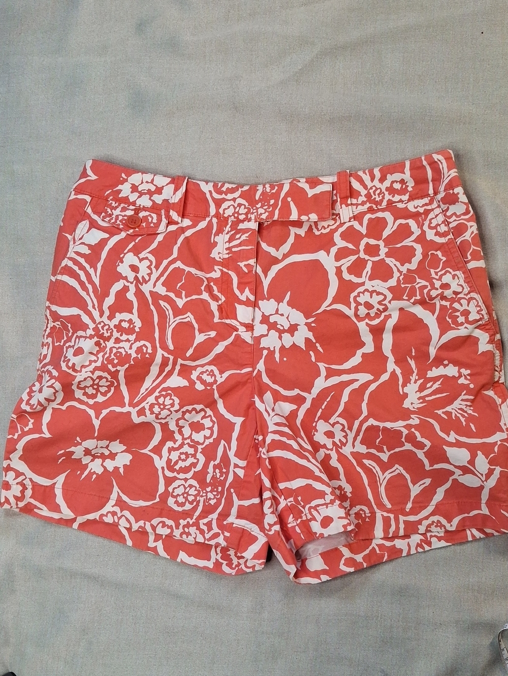 Jones New York Sport Floral Stretch Shorts Coral White Size 6